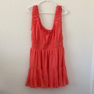American Eagle Coral Sleeveless Ruffled Dress NWT